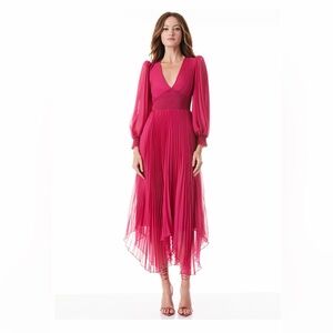 Alice & Olivia Sion Pleated Asymmetric Dress